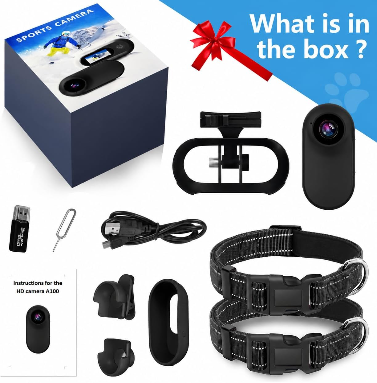 ehomful HD 1080P - Collar de cámara para gatos con grabación de vid...