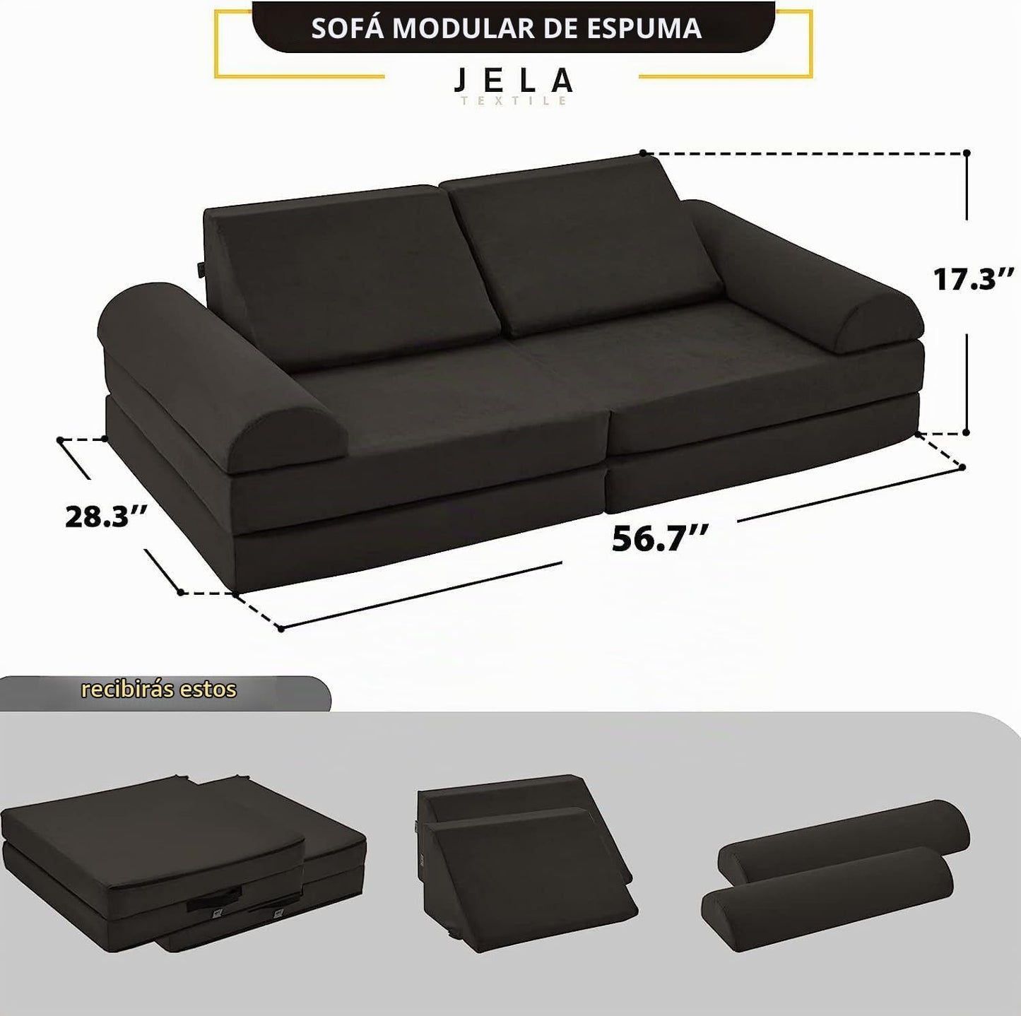 jela Sofá de Juego para Niños Certificado de Seguridad Sofá Suave p...
