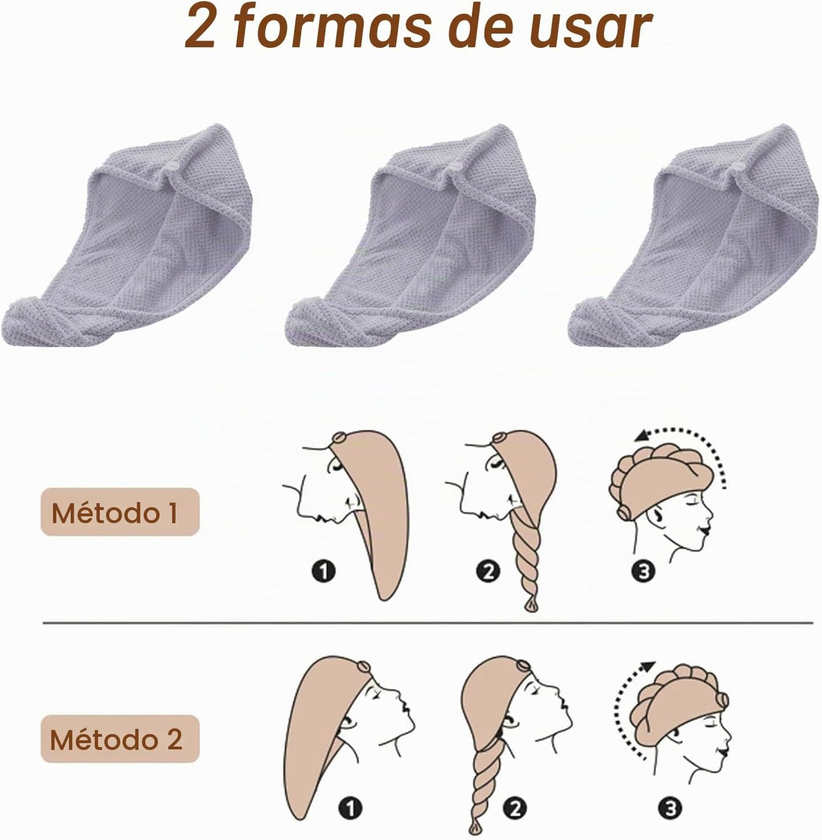 Kldnkig Toalla Envolvente de Microfibra para el Cabello, Paquete de...