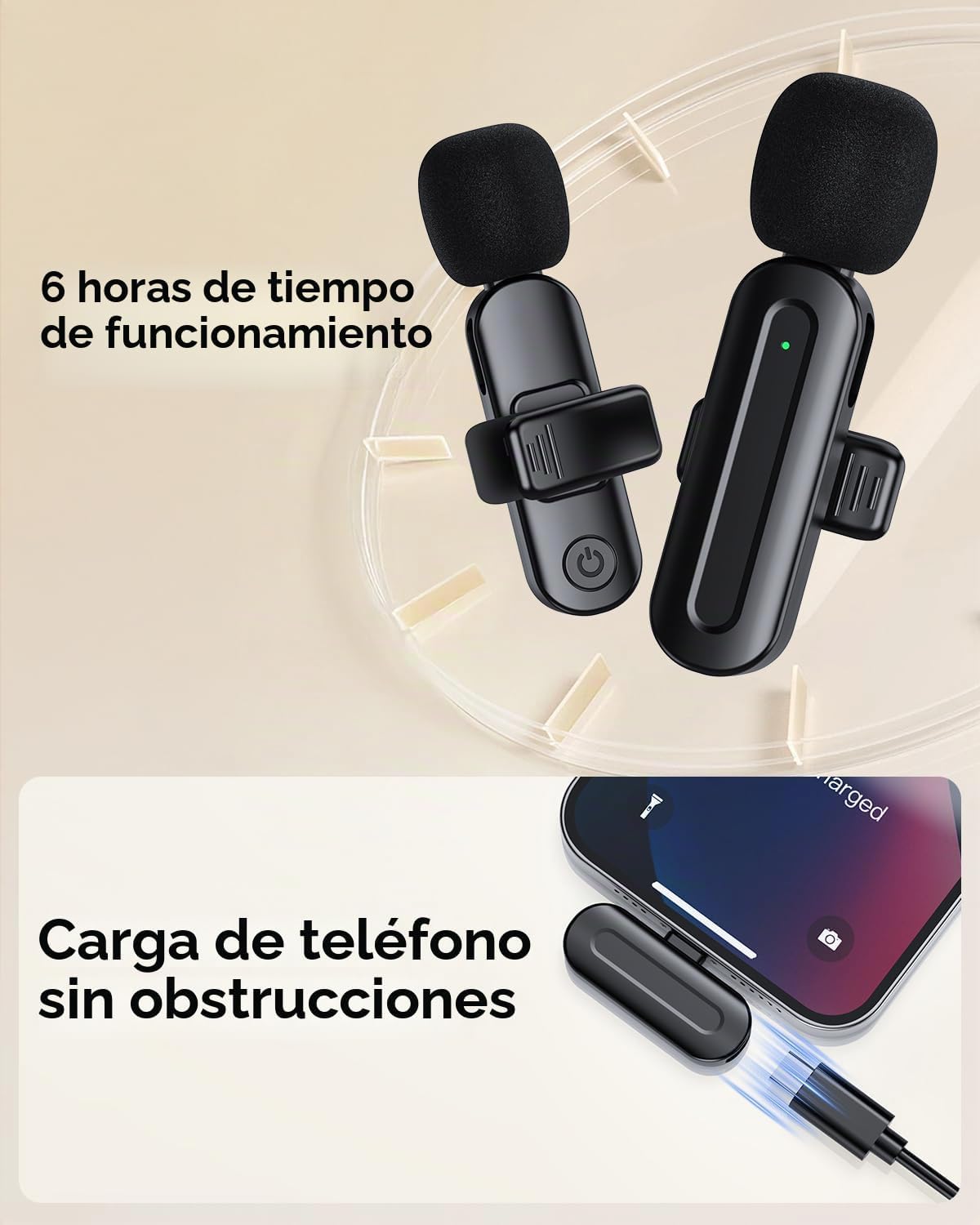 PQRQP Mini micrófono inalámbrico para iPhone\/iPad\/Android: Paquet...