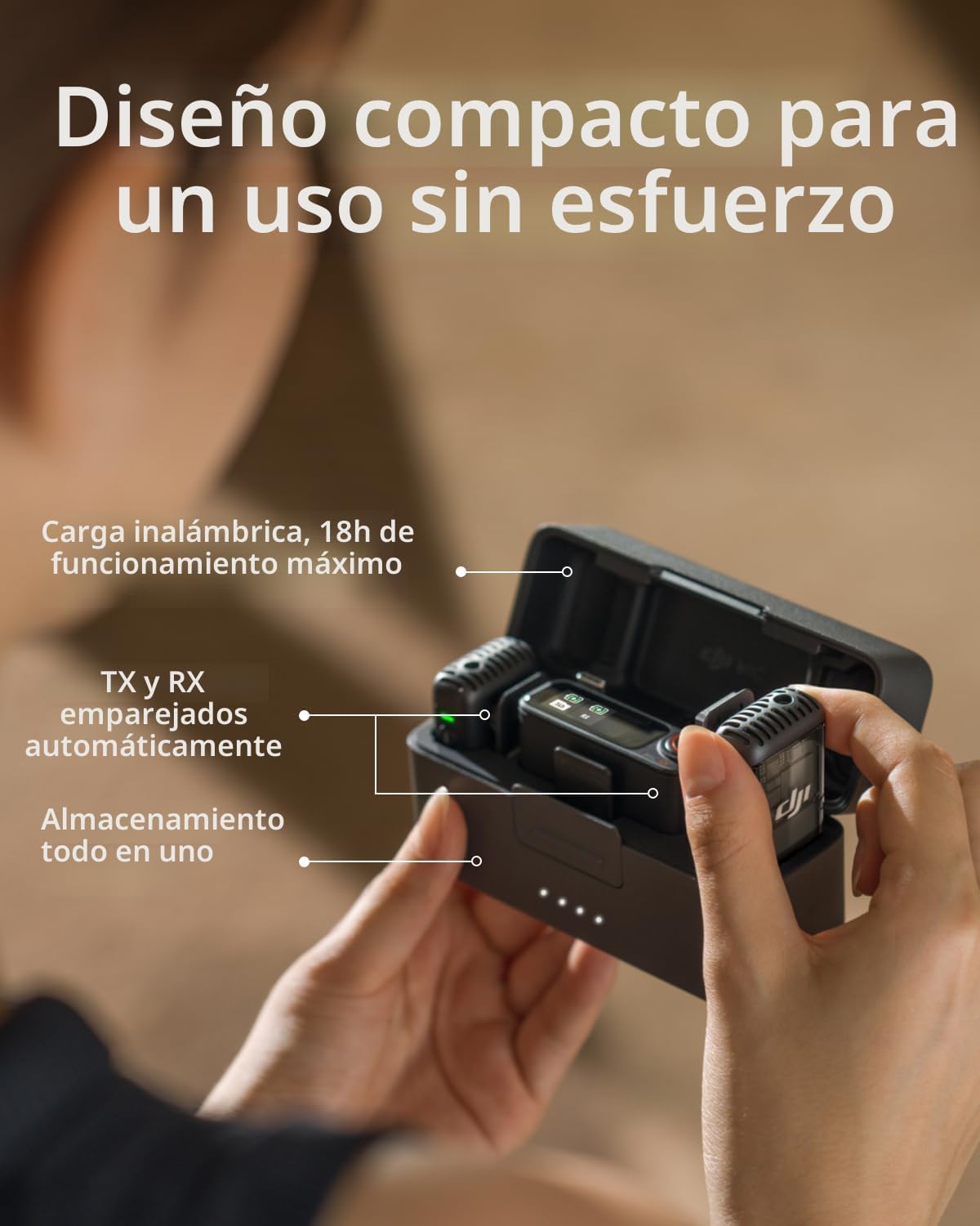 DJI Mic 2 (2 TX + 1 RX + estuche de carga), micrófono inalámbrico t...