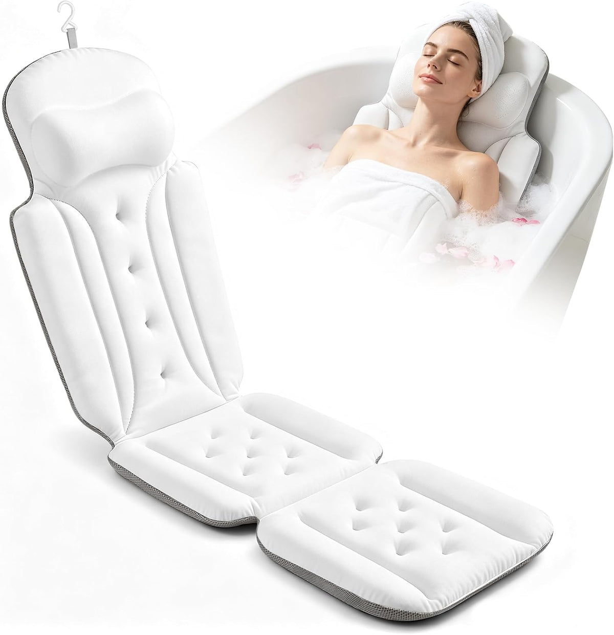 SetSail Almohada de baño de cuerpo completo para bañera, cojín de b...