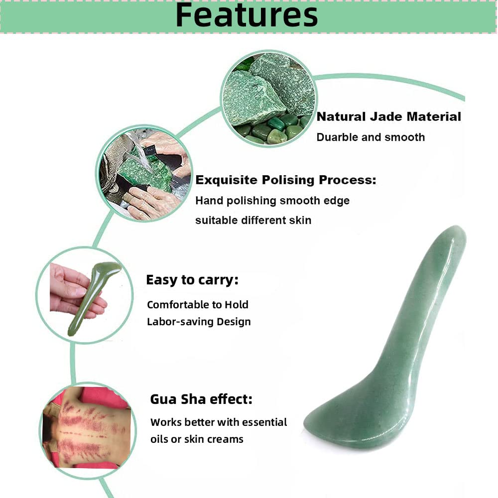 TOP SEWING Gua Sha - Herramienta facial de piedra de jade natural,...