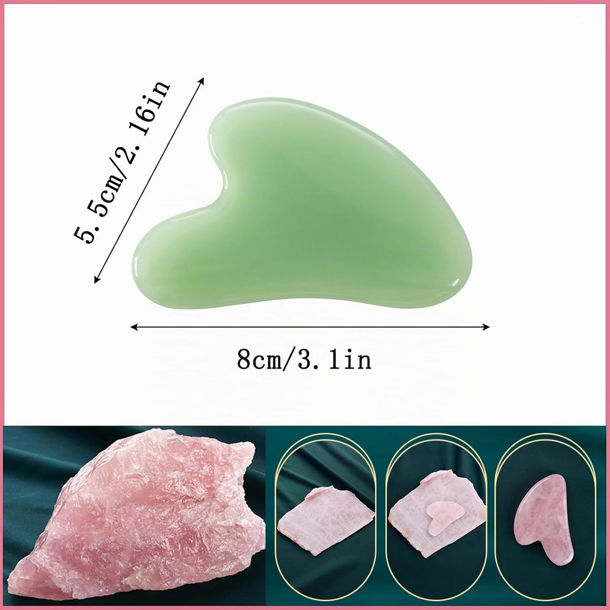 YAMHOHO Herramienta de masaje de piedra de jade Gua Sha, herramient...