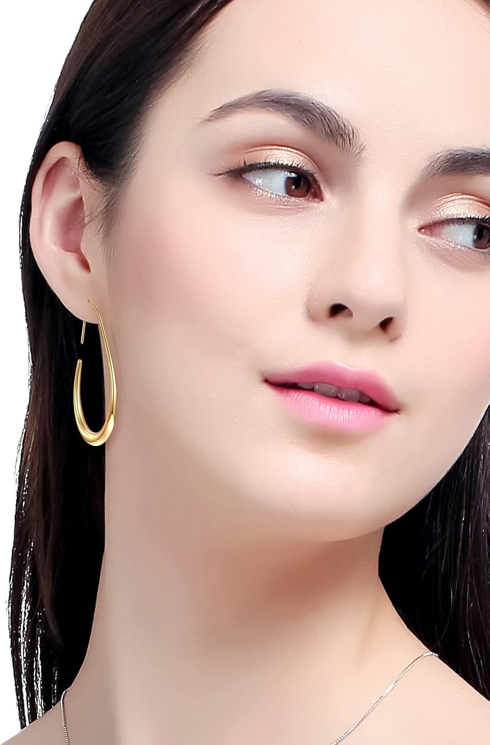 Aretes de aro ligeros con forma de lágrima para mujer, chapados en...