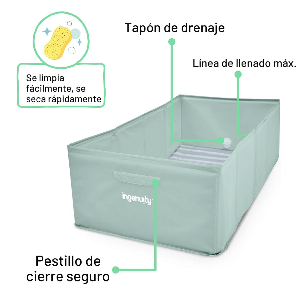 Ingenuity Tuckaway Bañera Plegable para Niños Pequeños, Convierte l...