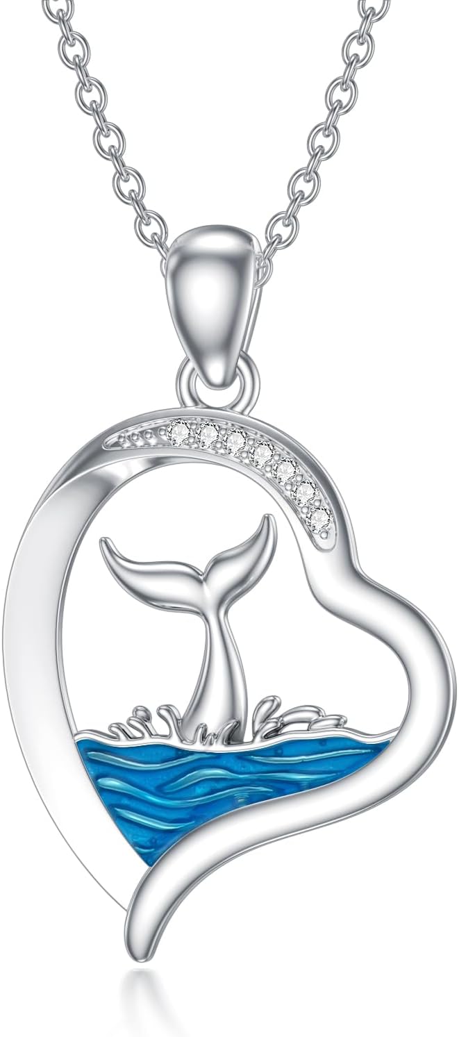 LWXIE Collar de playa de diamantes de plata de ley 925 con dije de...