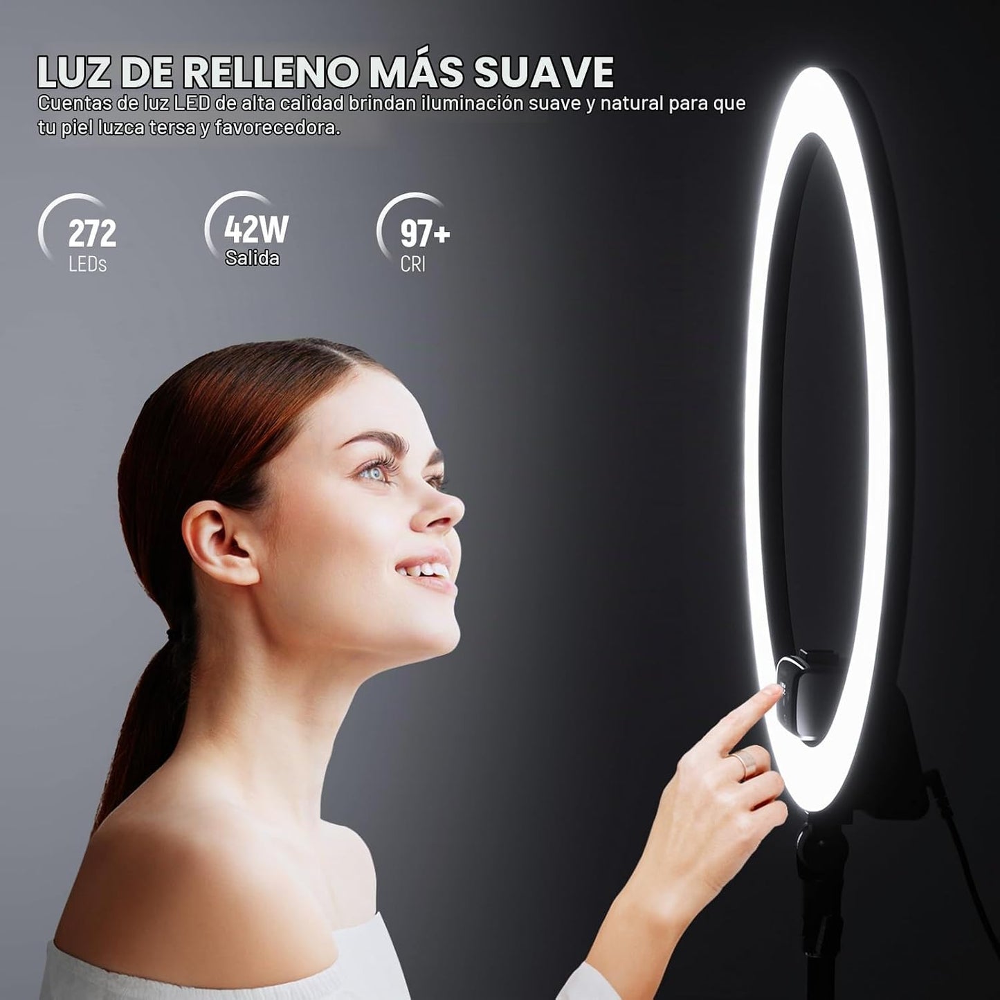NEEWER Luz de Anillo LED Avanzada de 18 Pulgadas con Soporte de Trí...