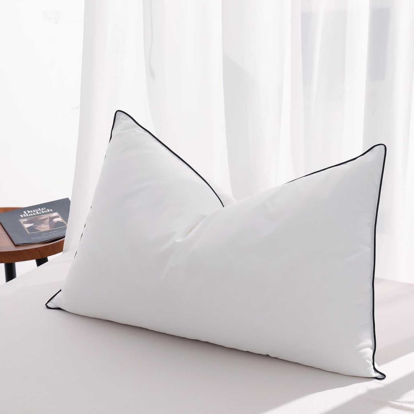 Mosluna Almohadas Planas de Plumón de Pluma Almohadas para Dormir T...