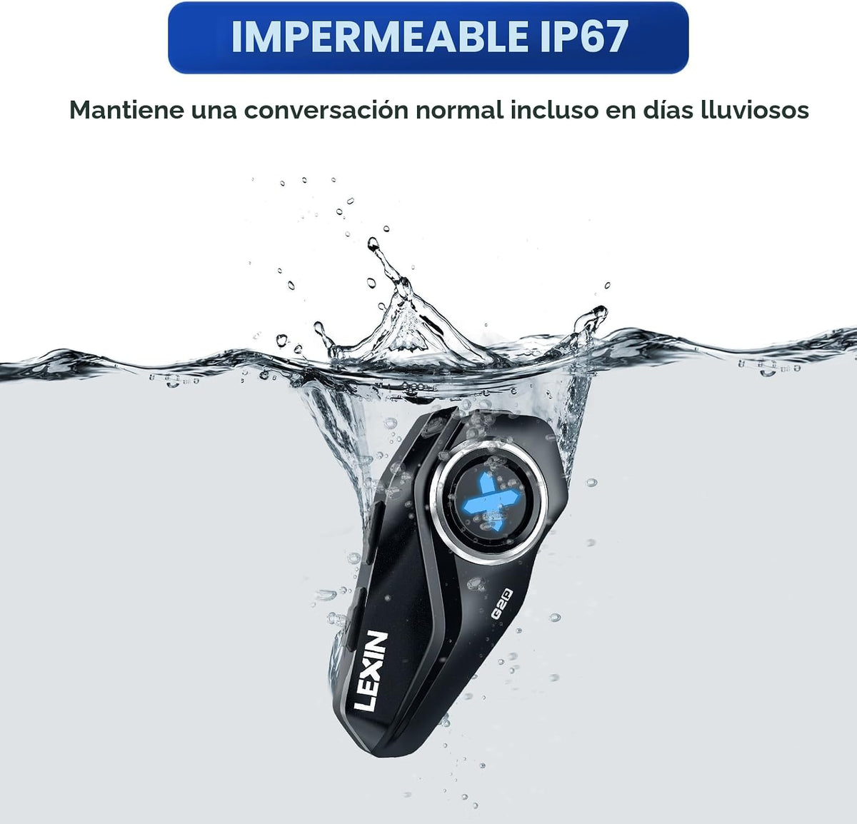 LEXIN G2P - Auriculares Bluetooth para Casco de Motocicleta, Sistem...