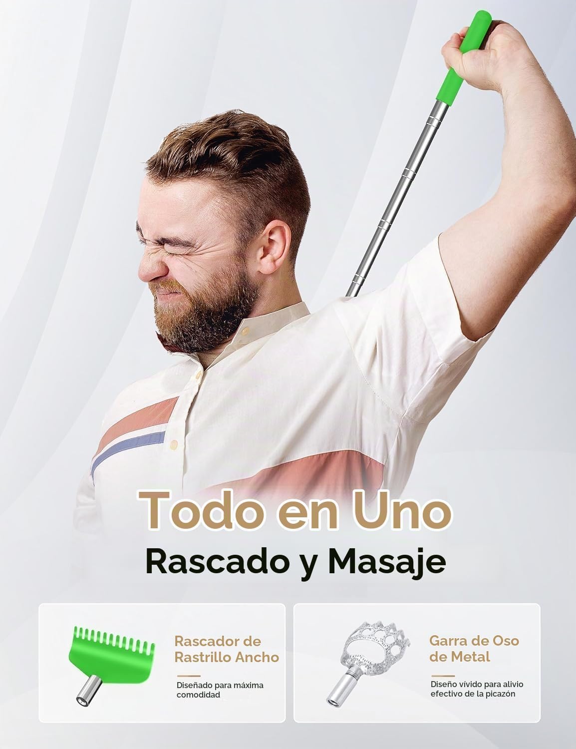 Rascador telescópico de espalda con 5 cabezas desmontables, regalo...