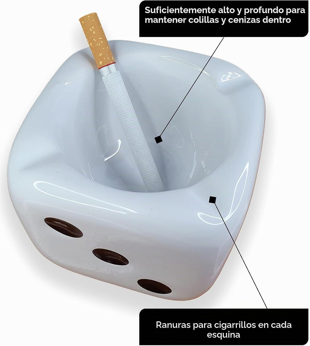 Jeuristic Ceniceros para Cigarrillos Dados Cenicero - Blanco | Ceni...