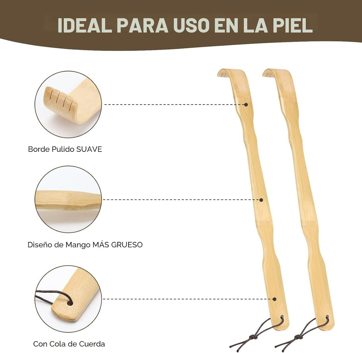 YIMICOO Rascador de espalda de bambú de madera, rascador de espalda...