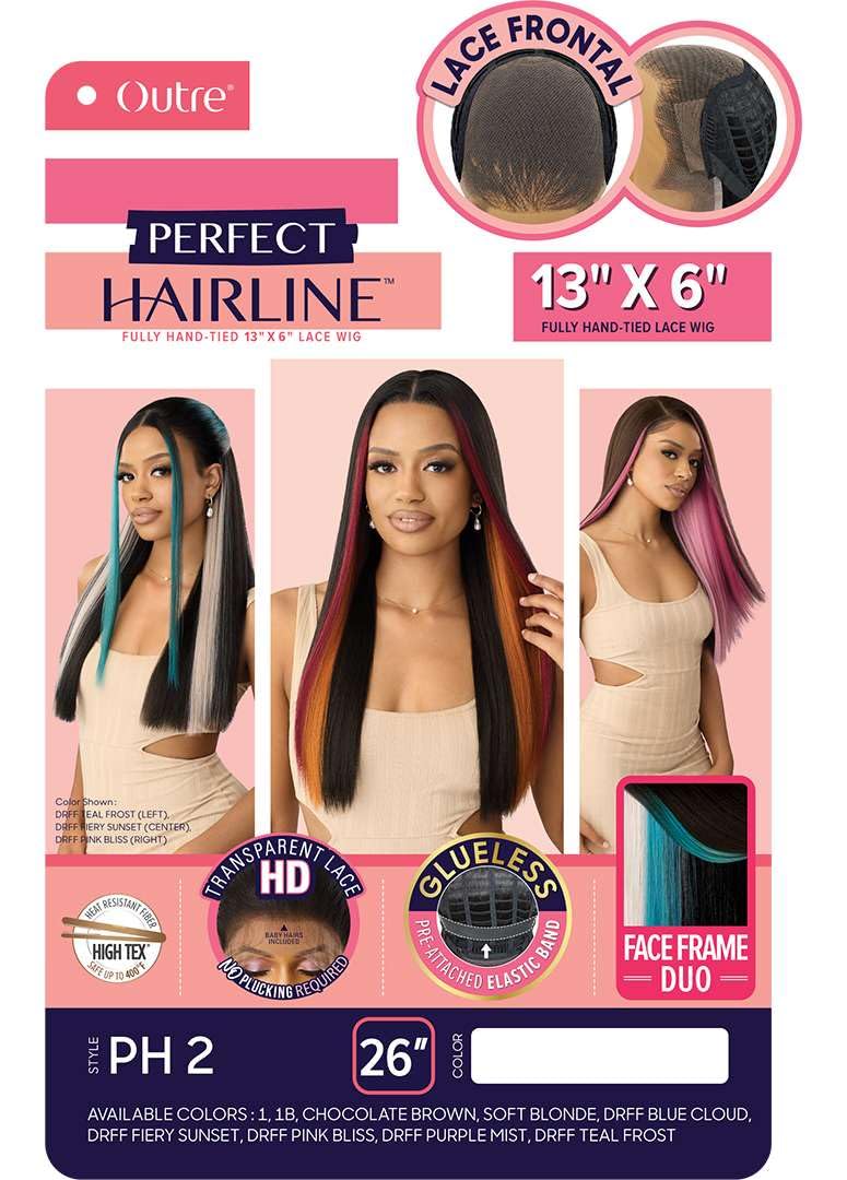 Outre Peluca de encaje frontal - Línea perfecta de cabello 13 x 6 -...