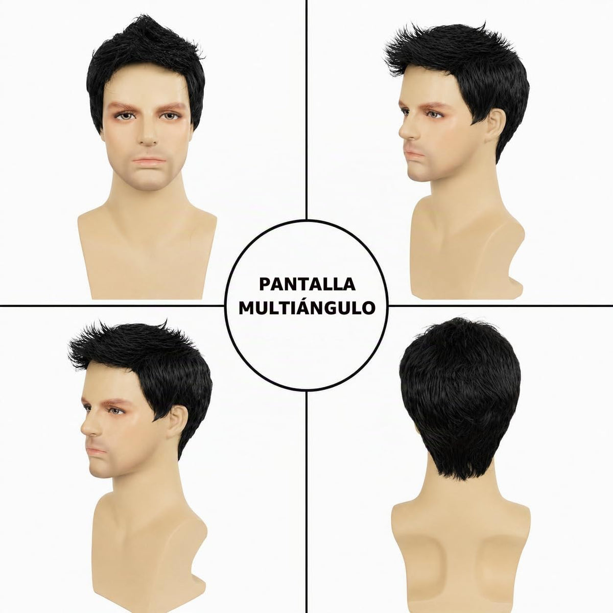 Star Flower Pelucas negras para hombre, peluca sintética de capas c...