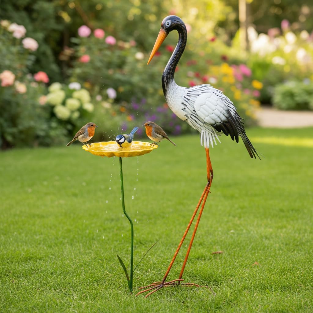 Estatua grande de jardín de garza de 39 pulgadas, estatuas al aire...