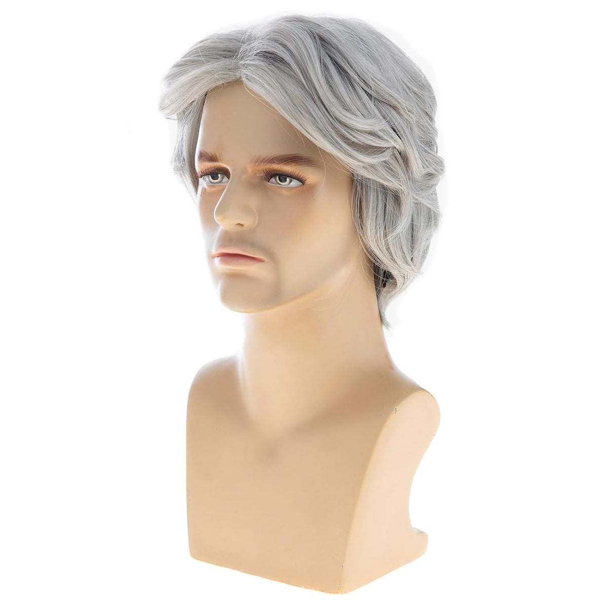 RicHyun Peluca corta gris sintética para hombre, recta, en capas, p...