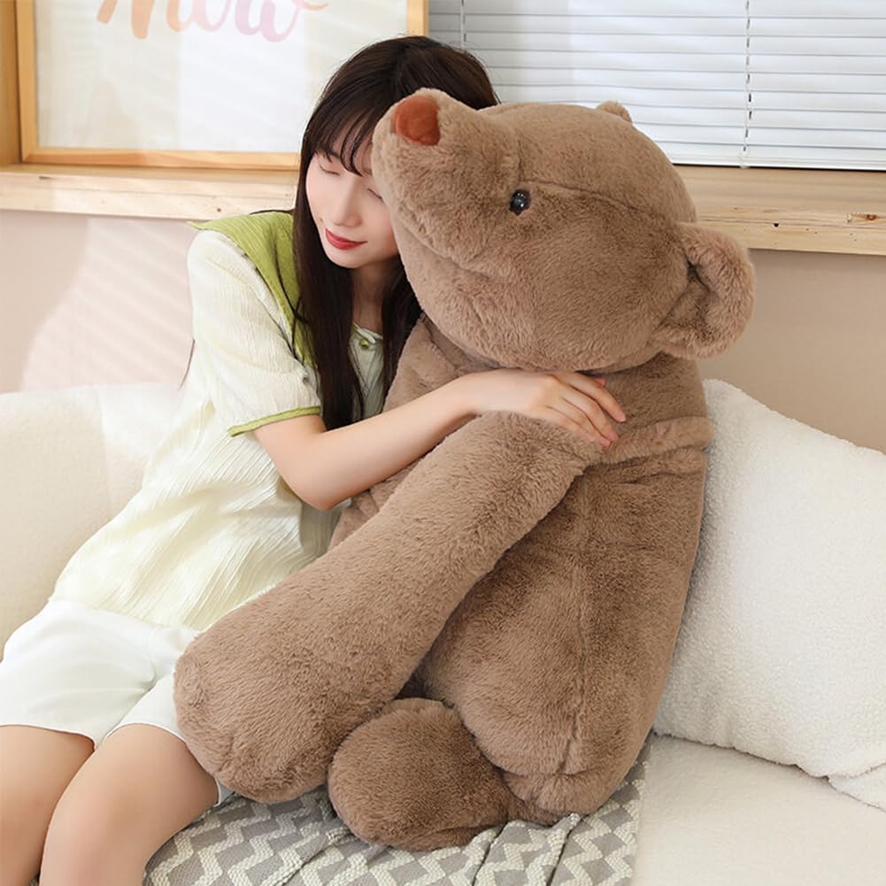 SNOWOLF - Oso grande de peluche, almohada de felpa marrón de 31.5&#...