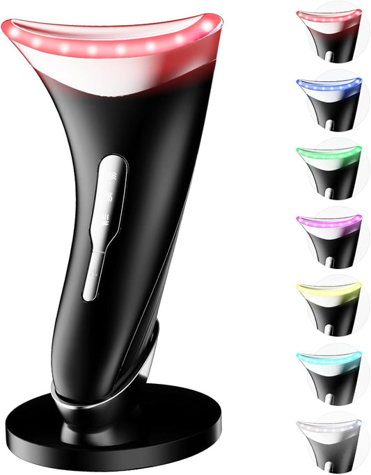 Dopsikn Masajeador facial de terapia de luz de 7 colores con vibrac...