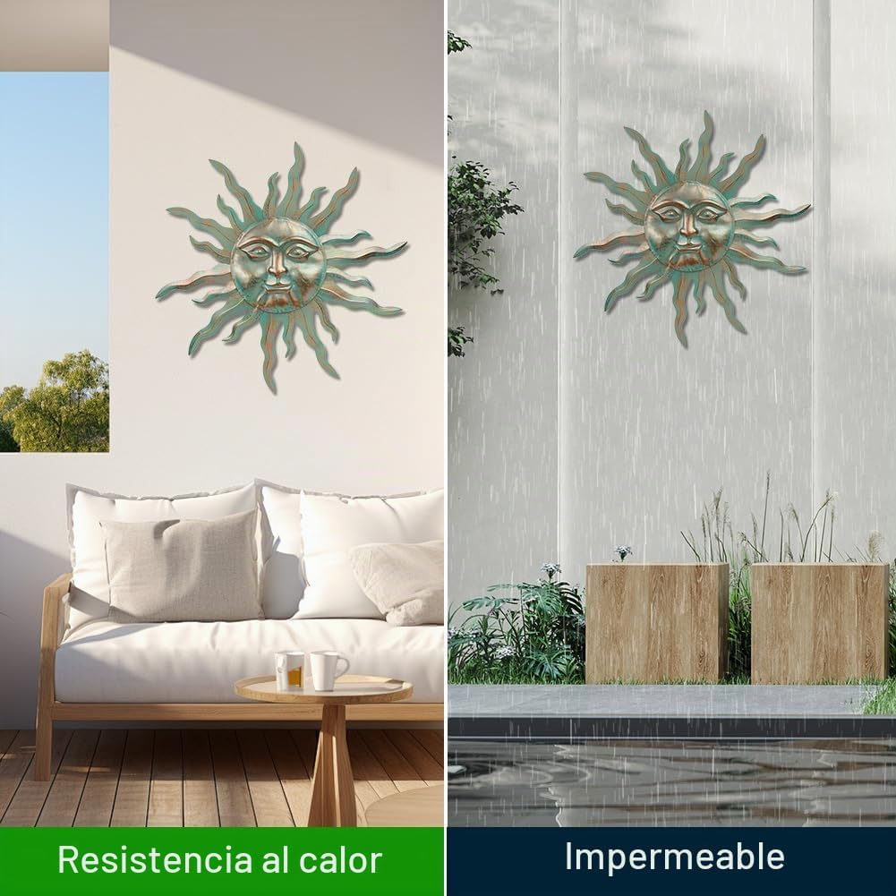 VEWOGARDEN Decoración de Pared de Sol de Metal 30" Grande Arte...