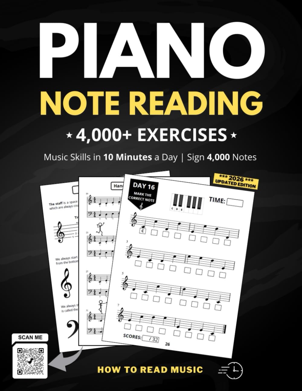 Ejercicios de lectura de notas de piano: habilidades musicales en 1...