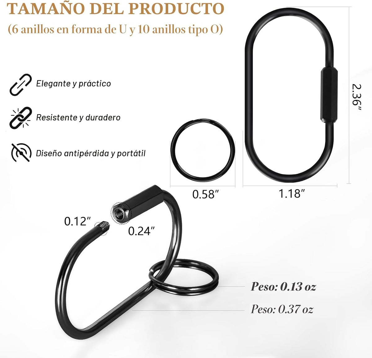 Muitcdo Anillos de Llavero de Latón a Granel, Organizador de Llaver...