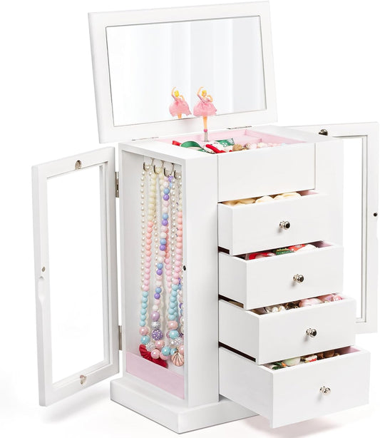 Caja de Joyería Emfogo para Niñas, Caja de Joyería Musical con Bail...