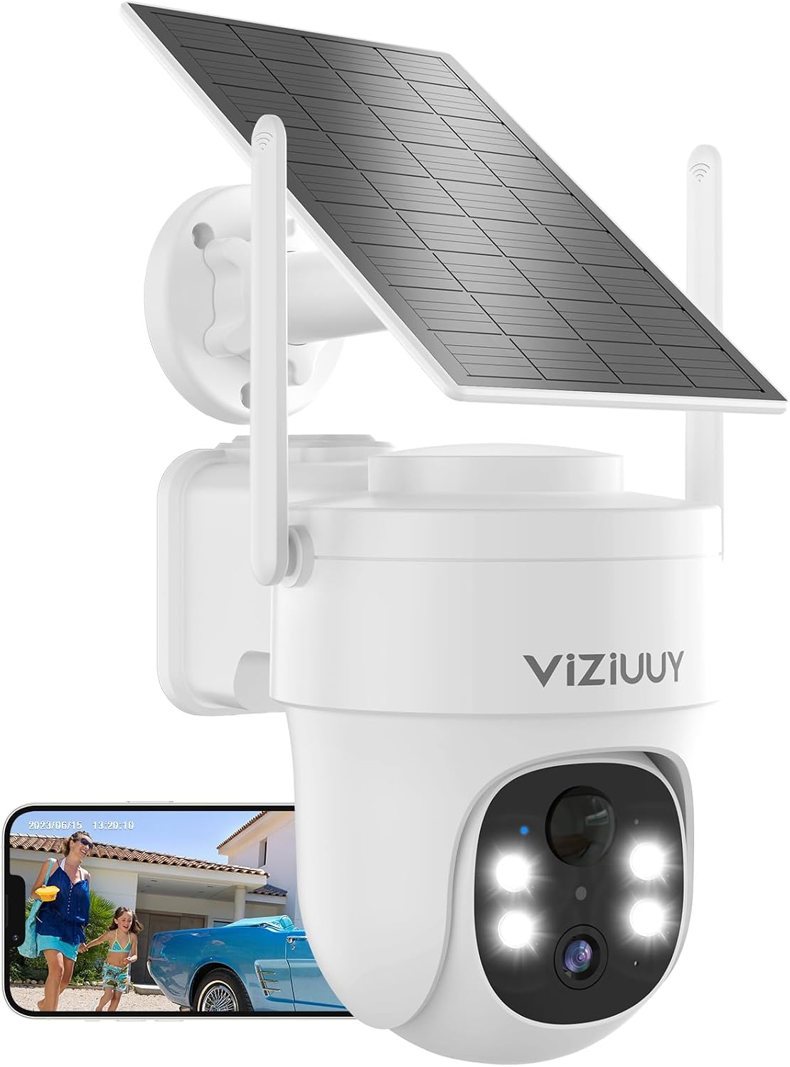 VIZIUUY Cámaras de seguridad solares 3MP inalámbricas al aire libre...
