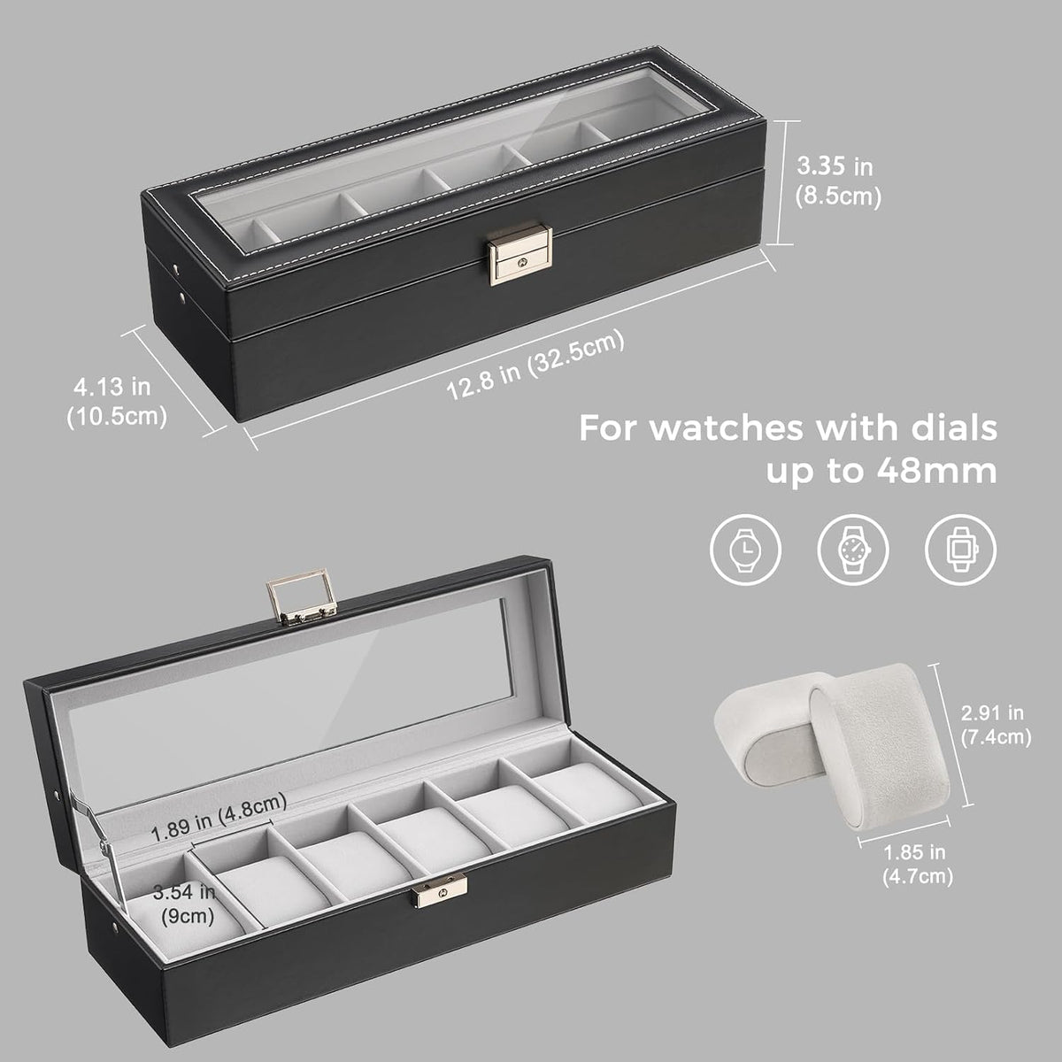 ProCase Caja de reloj de 6 ranuras para hombres -Negro | Organizado...