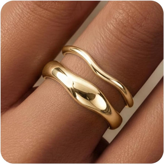 GoldGifts - Anillos apilables de oro para mujer sin deslustre, anil...