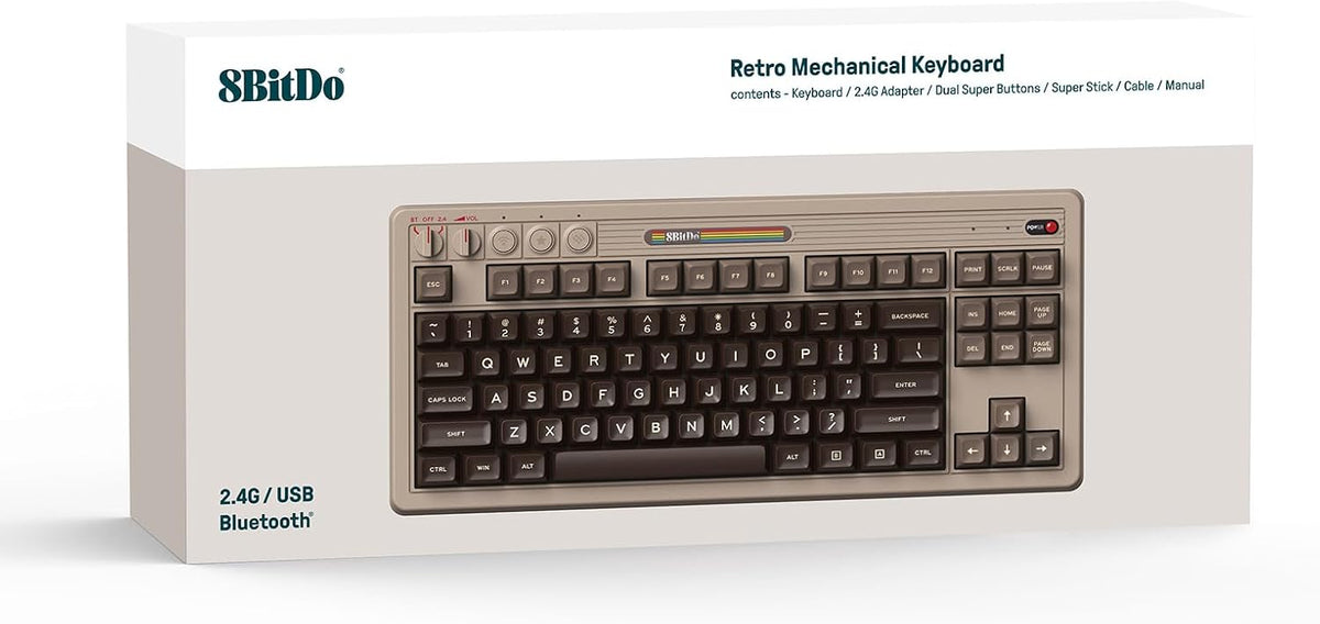 Teclado mecánico retro 8BitDo, teclado para juegos Bluetooth\/2.4G\...