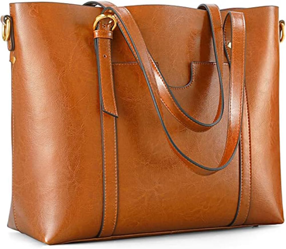 Kattee Bolso de mano de cuero genuino para mujer, bolsos suaves vin...