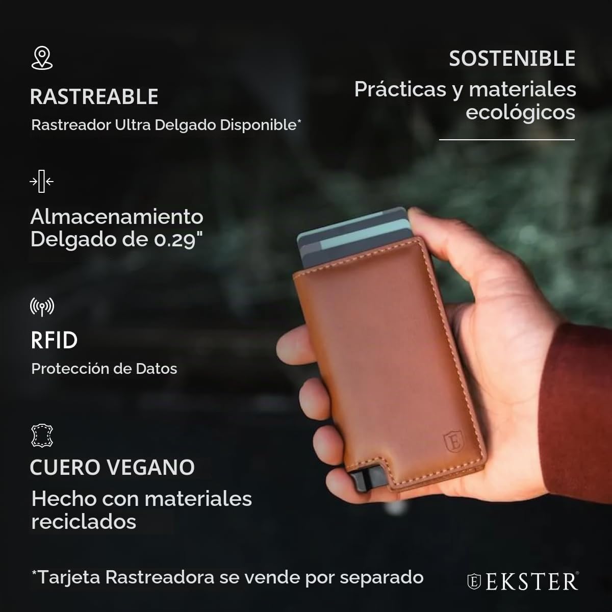 Ekster - Cartera desplegable para hombre - Cartera metálica con blo...