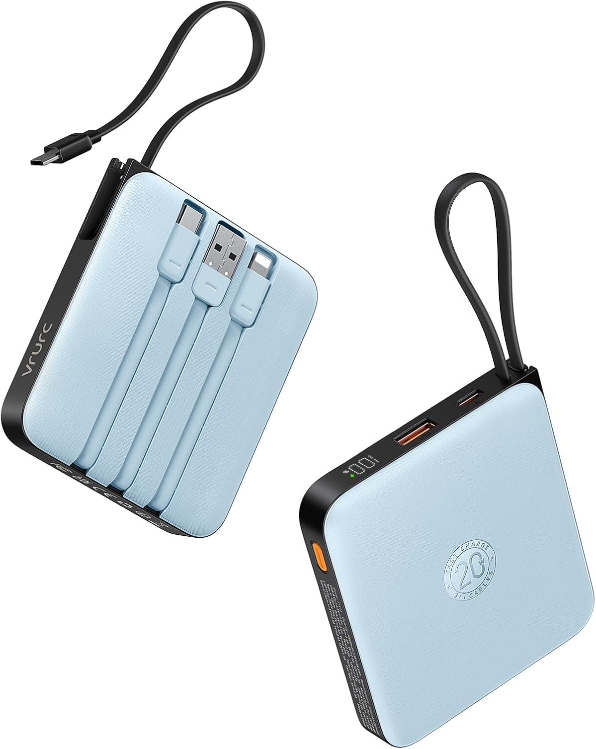VRURC Cargador portátil con 4 cables incorporados, paquete de bater...