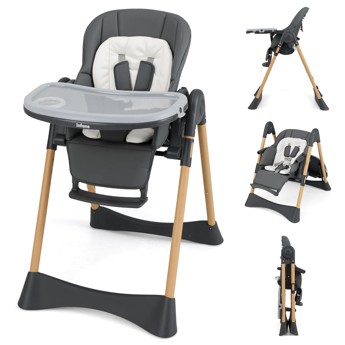 INFANS Silla alta para bebé, sillas altas para bebés y niños pequeñ...