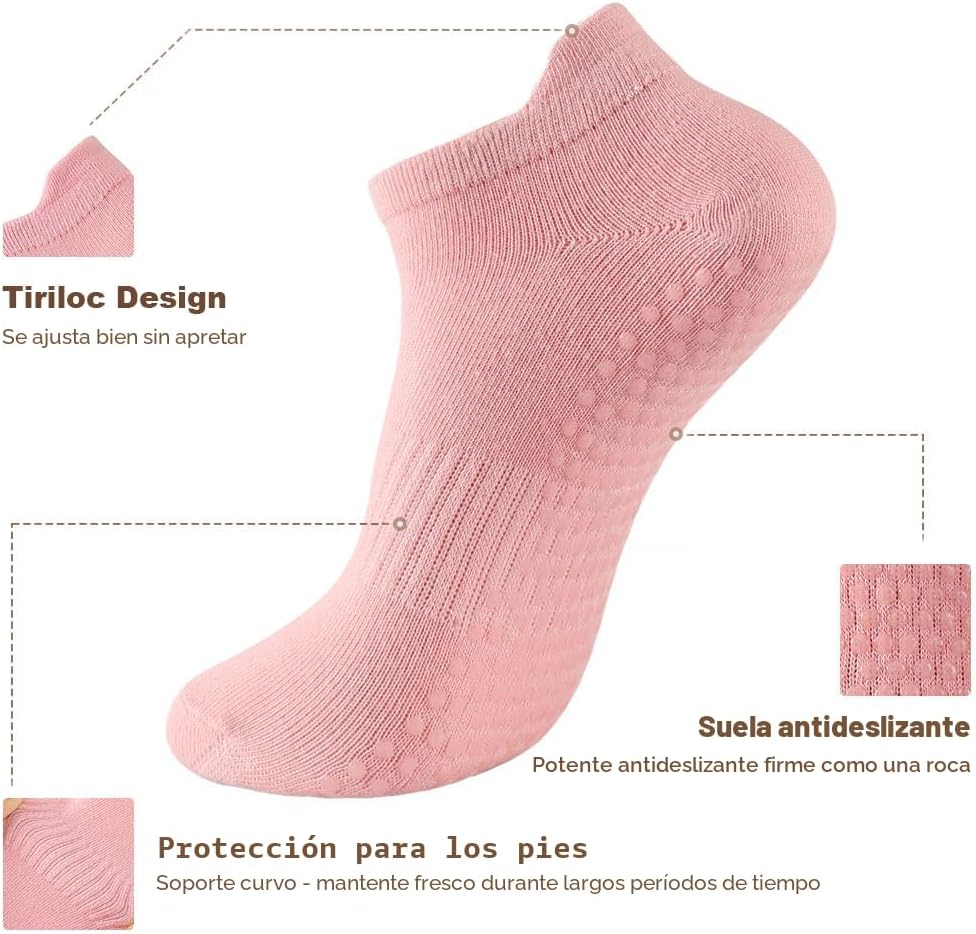 kepiibi 5 pares de calcetines de pilates con empuñaduras para mujer...