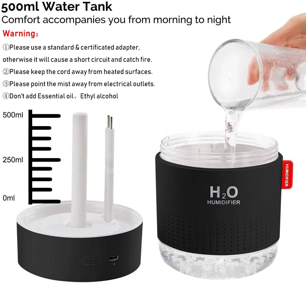 Mini humidificador portátil, humidificador pequeño de 16.9 fl oz pa...