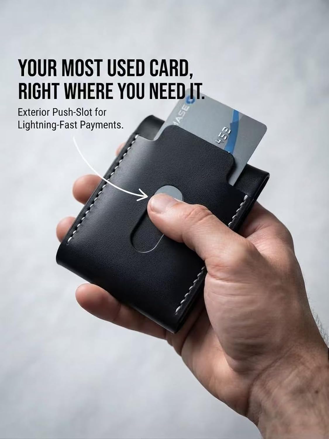 JusBumio Cartera plegable cosida a mano para hombre, con capacidad...