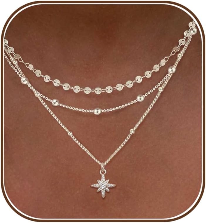 XIXINI Collares en capas para mujer, collar de oro delicado chapado...