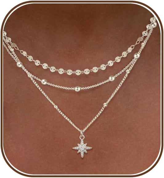 XIXINI Collares en capas para mujer, collar de oro delicado chapado...