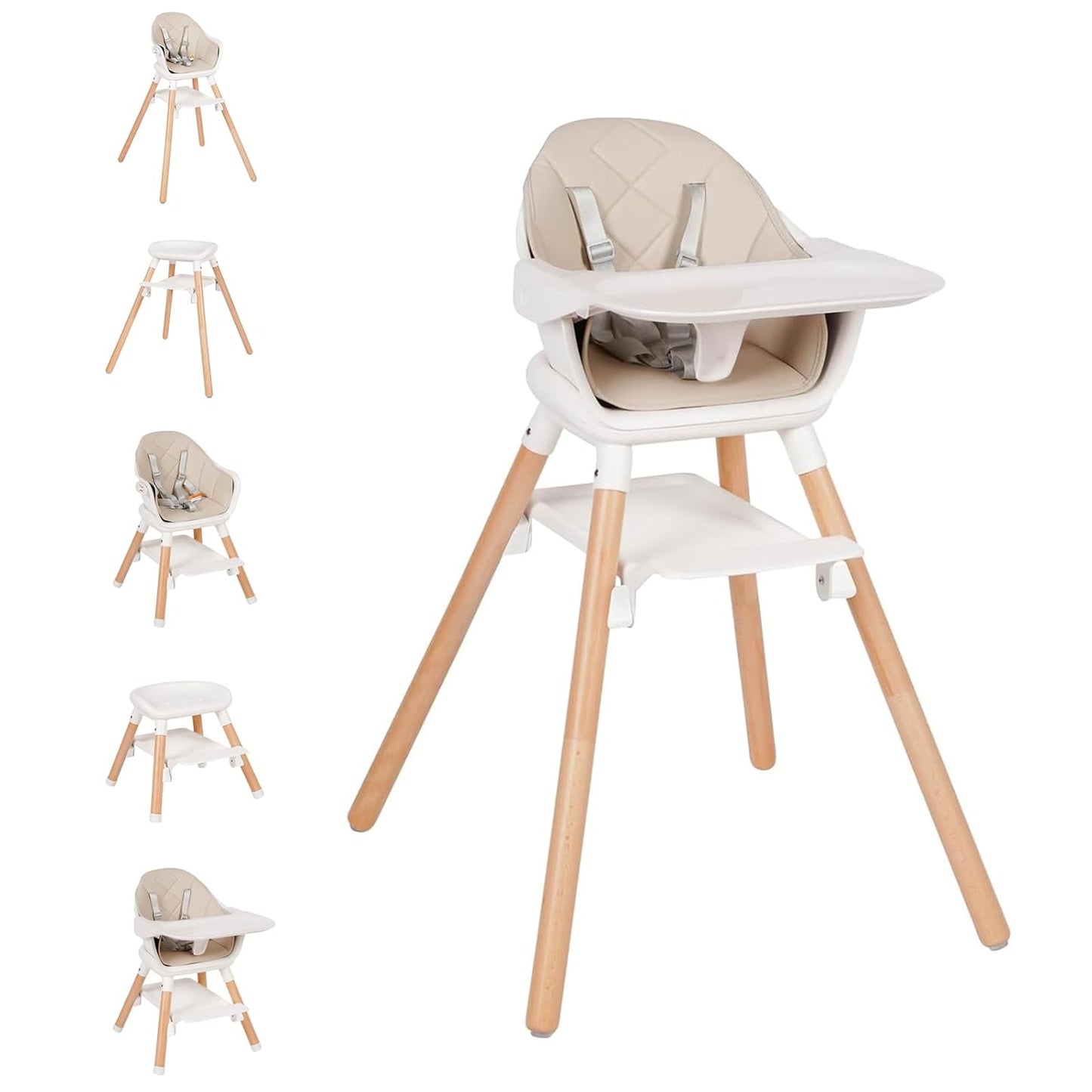 Komcot Silla Alta, Sillas Altas Convertibles de Madera 6 en 1 para...