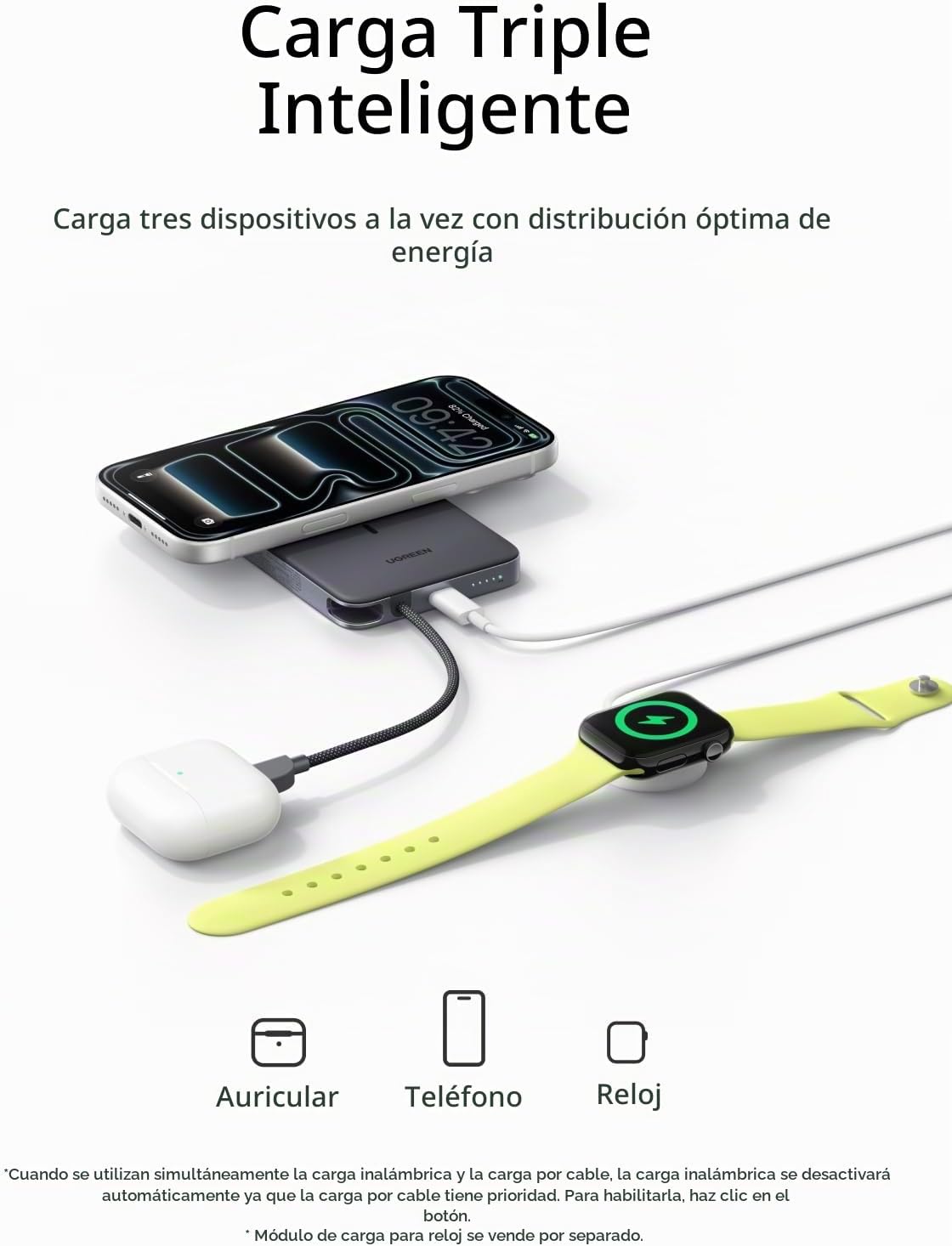 UGREEN Magflow Air Qi2 - Banco de energía magnético de 10000 mAh, c...