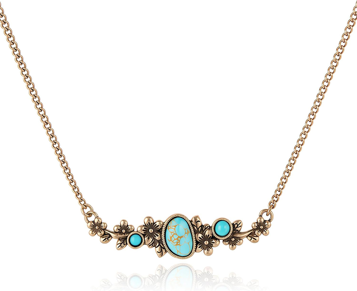 Collar turquesa con piedra floral Wrangler, joyería turquesa para m...