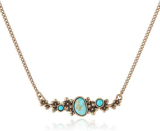 Collar turquesa con piedra floral Wrangler, joyería turquesa para m...
