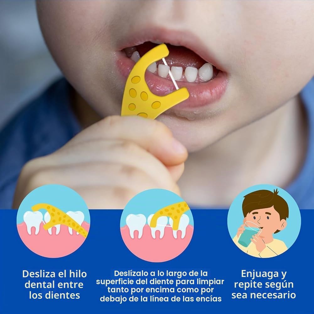 GuruNanda Púas de hilo dental, sabor a bayas, 90 unidades, para niñ...