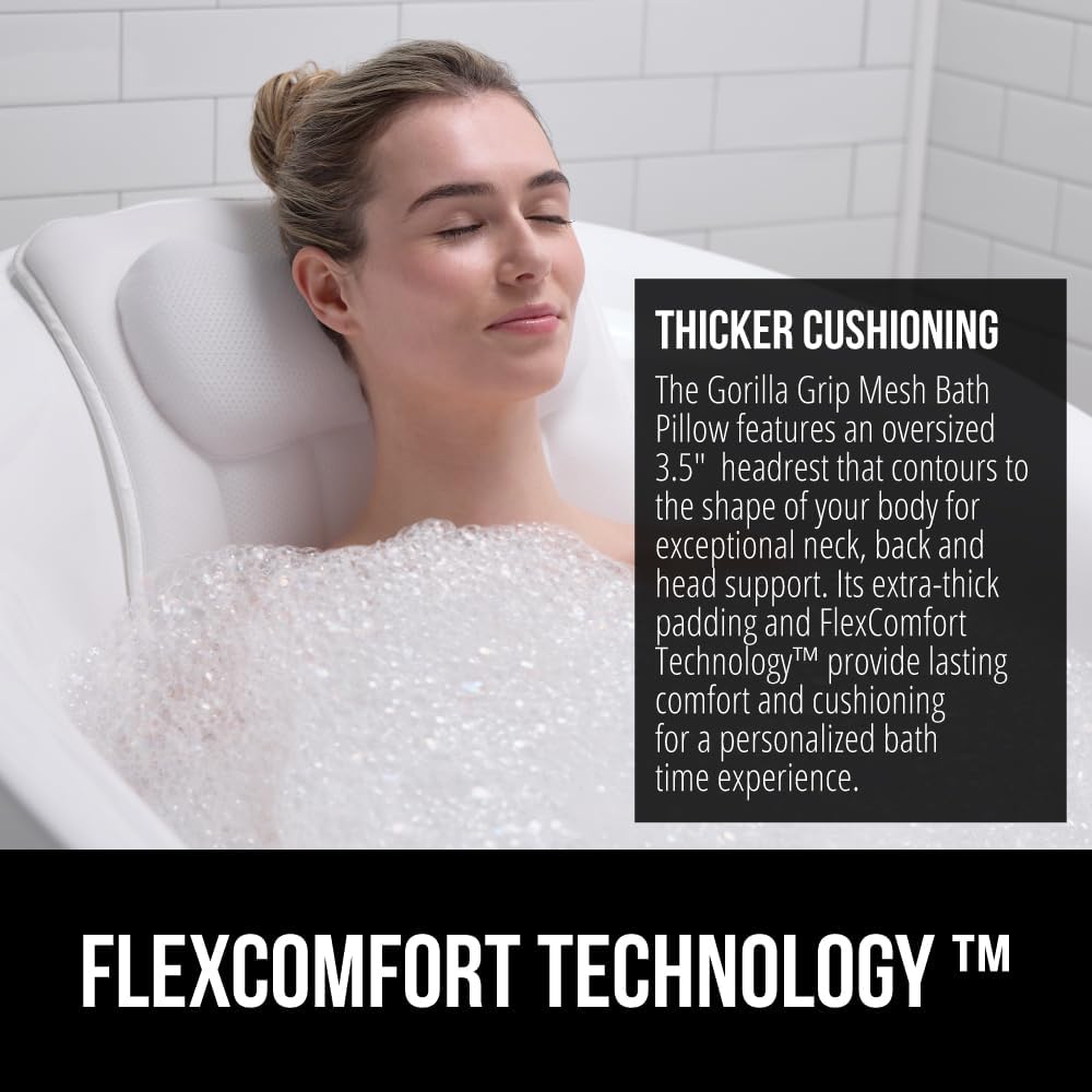 Almohada de baño GORILLA GRIP para tina con potentes ventosas, almo...