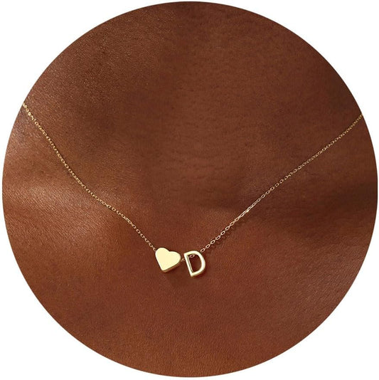 Turandoss Collar con inicial de corazón para mujeres, adolescentes...