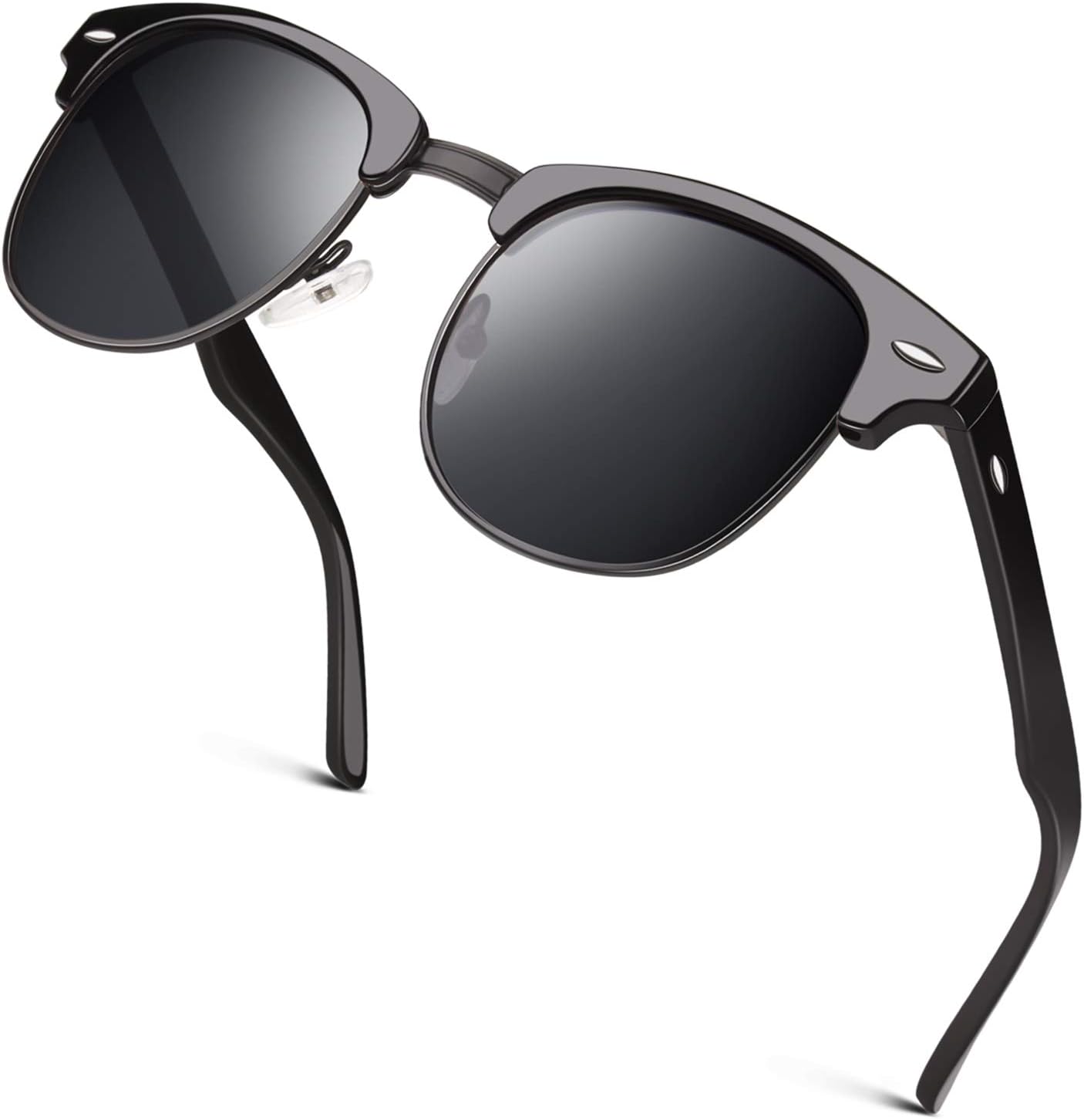 GQUEEN Gafas de sol clásicas con montura de cuerno semi sin borde p...