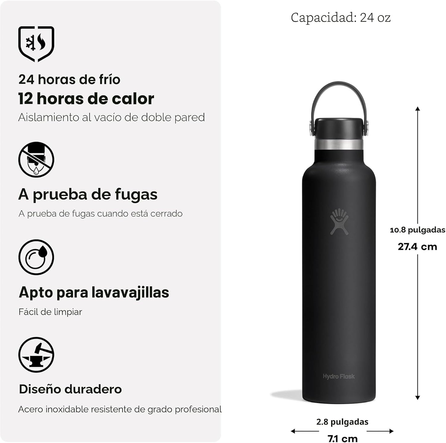 Hydro Flask Botella de agua \u2013 Acero inoxidable aislado \u2013...