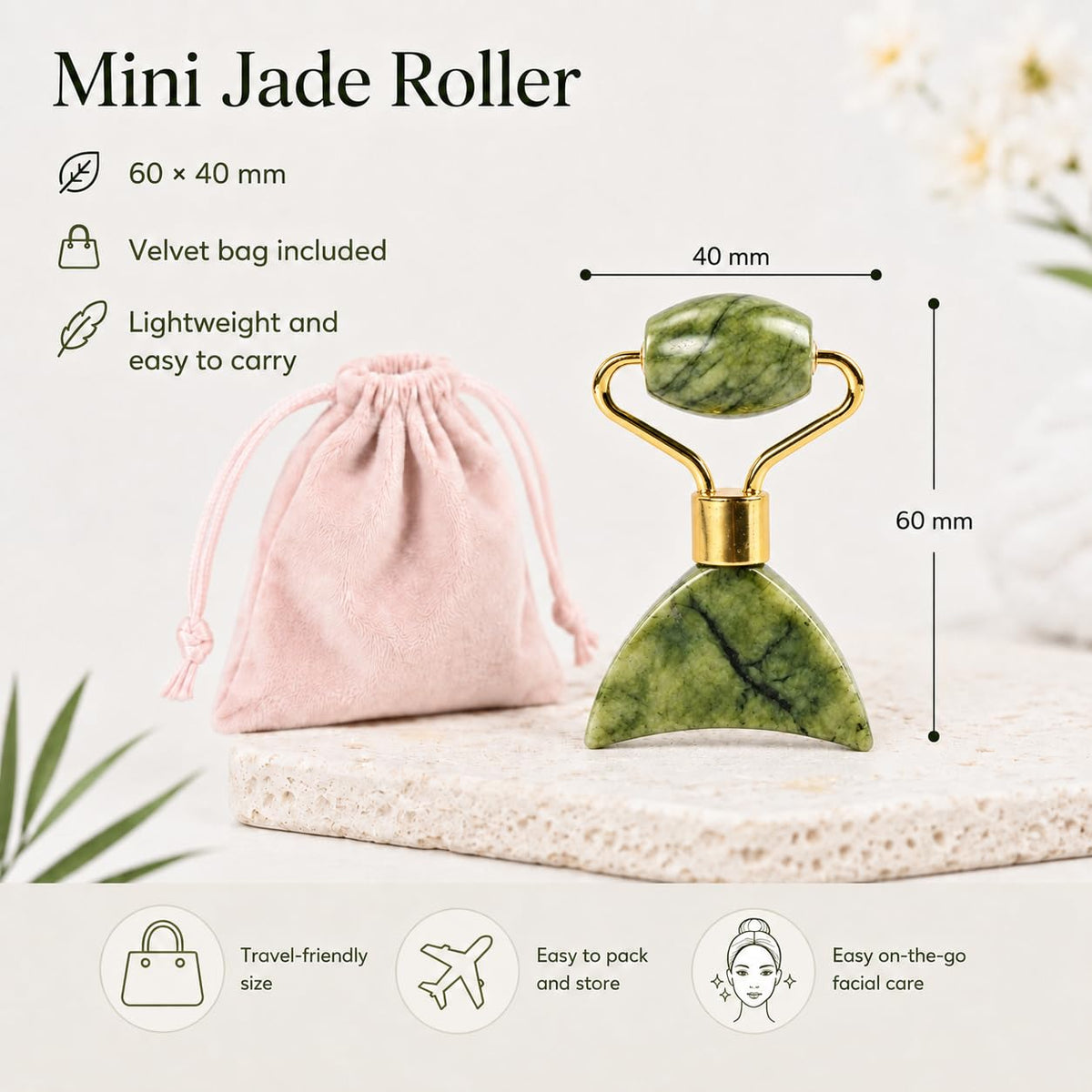 Juego de cepillo facial linfático de jade 2 en 1 y mini rodillo de...